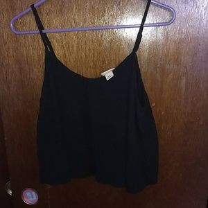 Black flowy blouse crop